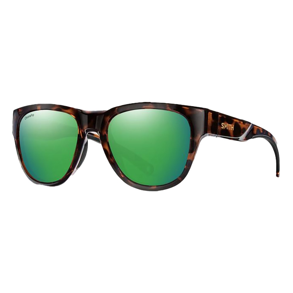 Smith Rockaway Glass Sunglasses Polarized Chromapop in Tortoise with Green Mirror Glass